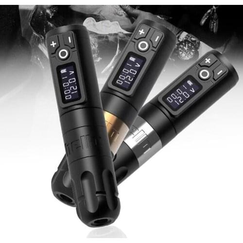 New Professional Wireless Tattoo Machine Pen Brush Coreless Motor Strong Quiet Fast Charging Battery RCA Adapter Free Shipping