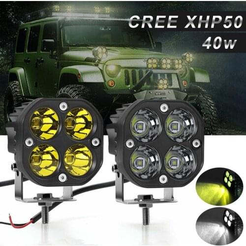 Top Quality 2PC XHP50 40w Working Light LED Pods Light Bar Floodlight Waterproof Emergency Lights Driving Off Road Lights