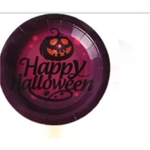 2021 Halloween Disposable Dinner Plate Fruit Plate Decoration Childrens Birthday Scene Decoration Pantheon Pumpkin Head Plate