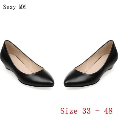 Casual Pumps Woman Wedges Shoes Low High Heels Women Wedge Low High Heel Shoes Small Plus Size 33 - 40 41 42 43 44 45 46 47 48