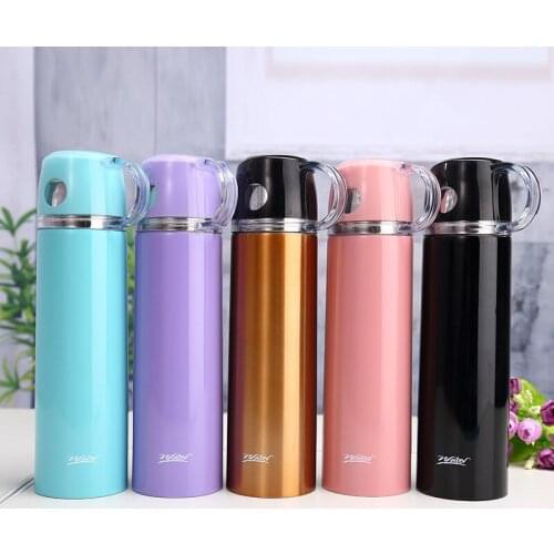 Transparent Cover Portable Vacuum Cup Creative Straight Water Cup Stainless Steel Portable Hand Cup