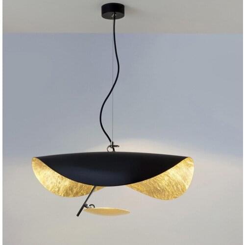 LED Metal Hat Art Pendant Lamp Double Color Suspension Light Creative Minimalist Living Room Hotel Villa Club House Hanging Lamp