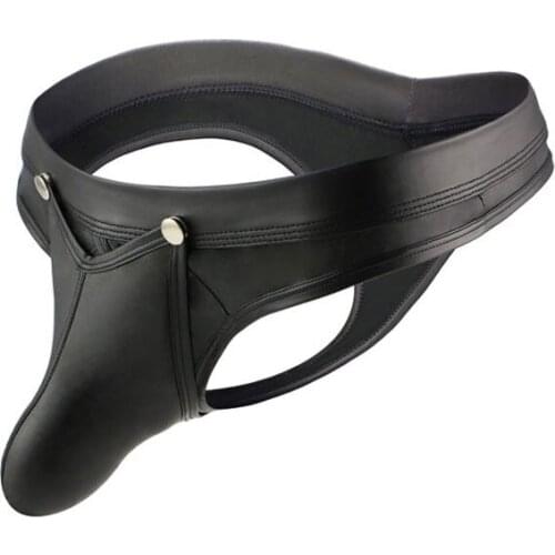 Sexy Men COCK Ring Open Crotch G-string U Convex Pouch G-string Low Rise Sexy Thongs PU Faux Leather T-Back G-string