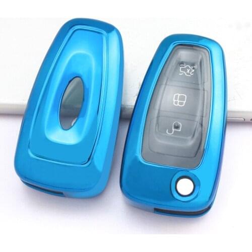 Blue Smart TPU Key Cover Fob Case for Fiesta Focus Kuga Eco sport Tourneo