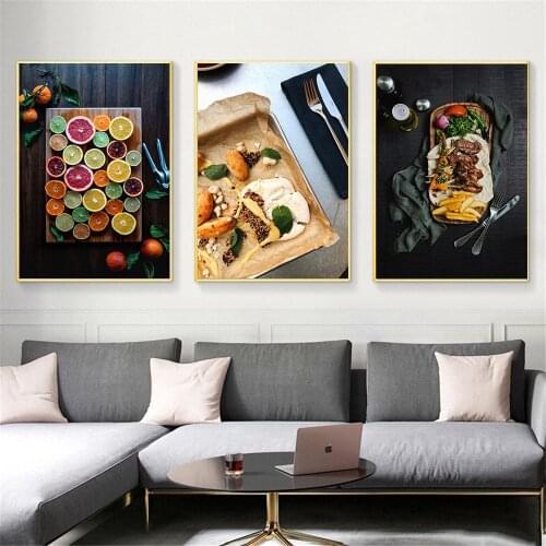Modern Canvas Painting Modular Food Poster Wall Artwork Nordic Pictures Prints Fruit Vegetable for Kitchen Restaurant Home Decor