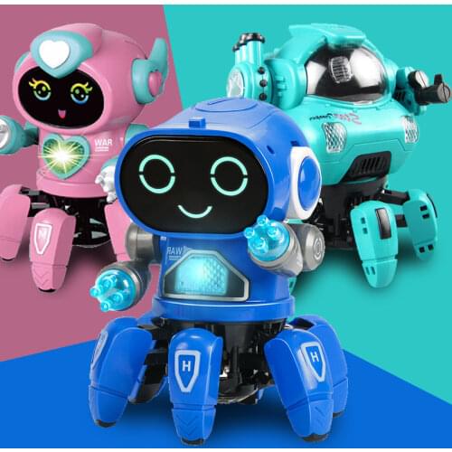 Dance Music 6 Claws Robot Octopus Spider Robots Vehicle Birthday Gift Toys For Children Kids Early Education Baby Toy Boys Girls