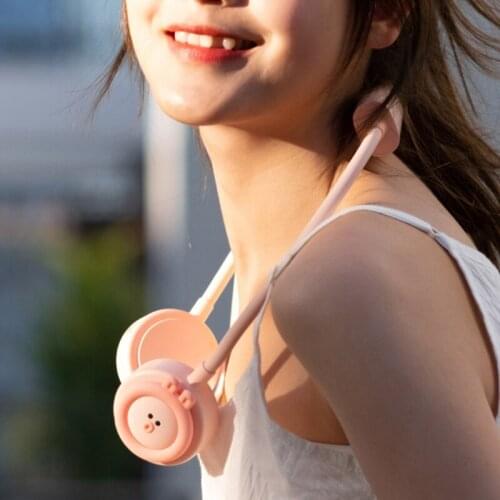 USB Bladeless Neck Fan Portable Hanging Neck Fan Fast Charging 360° Rotatable 3s Quick Cooling Headphone Type Fan