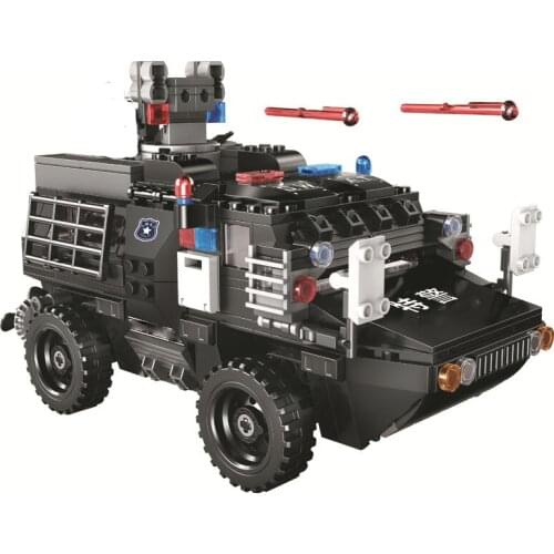 Military Series Special police waterway amphibious armored vehicle DIY Accessories Building Blocks Bricks Toys Gifts