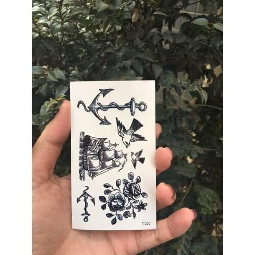 2018 New Waterproof Temporary Tattoo Sticker Old School Sailboat anchor Bird Flower tatto flash tatoo fake tattoos for Woman Man