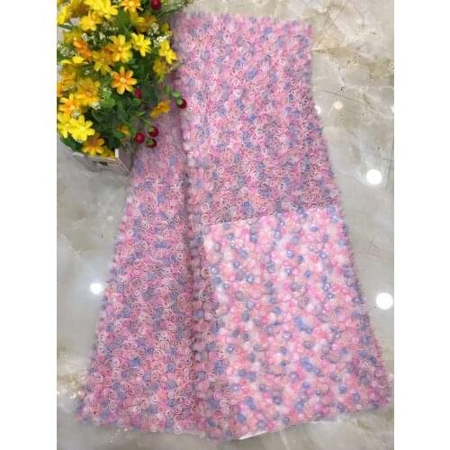 High Quality Tulle Mesh Lace Fabric Full Applique Craft Sewing DIY Evening Party Wedding Dress Skirt Trimming 5 Yards Wholesale