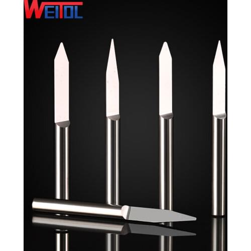 Weitol 10 pcs/Lot N 3.175 mm V Shape round Bottom Carbide PCB Engraving Bits CNC Router Tool 10 degree milling cutter