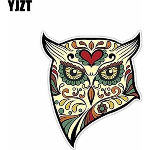 YJZT 8.2CM*9.6CM Car Styling Animal Owl Sugar Skull Sticker Day Of The Dead Car Sticker Decal 6-2003