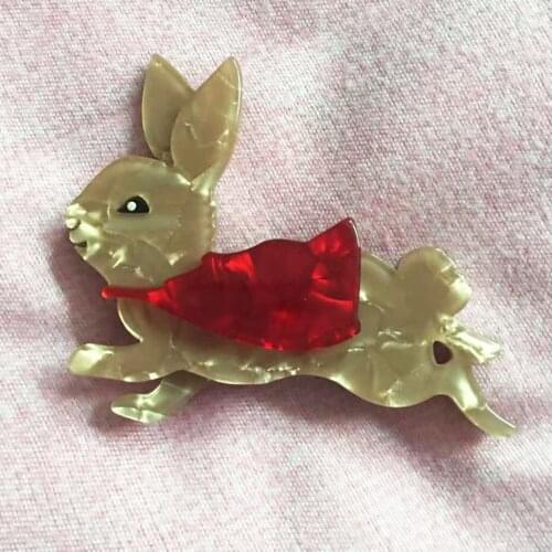 Animal Acrylic Brooches Pins Little Rabbit Bunny Brooch Pin Resin Accessory