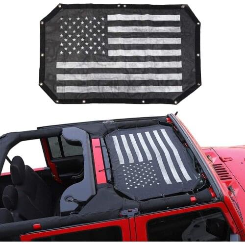 1 PCS Mesh Sunshade for 2007-2018 Jeep Wrangler JK 2-Door and 4-Door Durable Polyester Black Mesh Shade Top Sunshade Cover