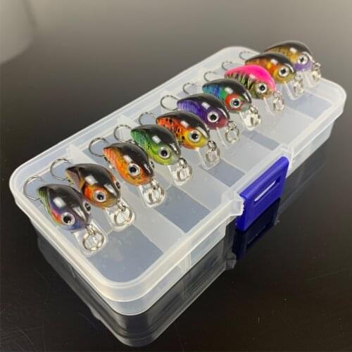 10pcs Artificial Fishing Lure Fake Bait Set Mixed Colors 3D Printing Bass Fishing Balsa Wood Crankbaits Wobbler For Fishing