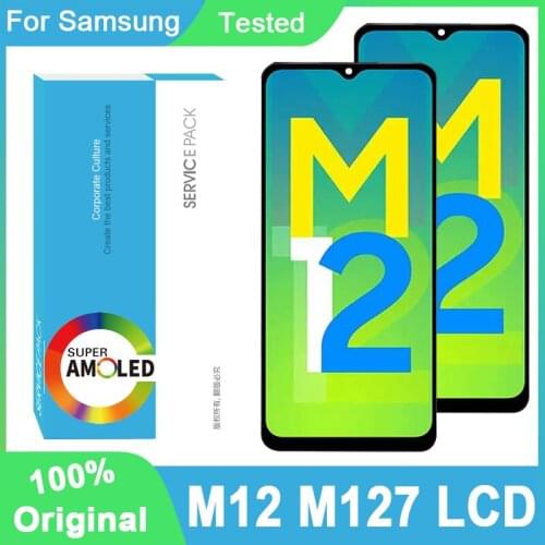 10PCS/LOT Original 6.5'' Display With Frame For Samsung Galaxy M12 M127 Full LCD Touch Screen Digitizer Assembly Repair Parts