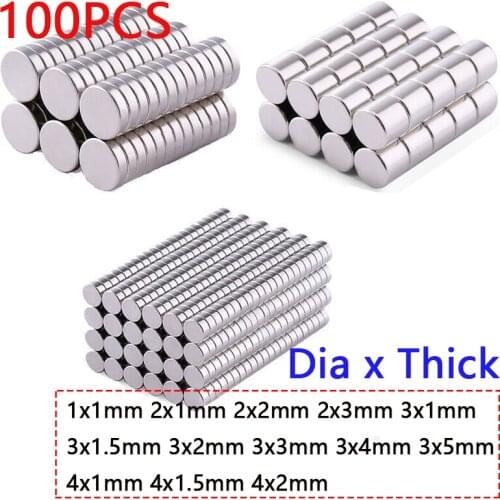 100PCS Circular Disc Neodymium Powerful Magnets (Dia*Thick) 1x1mm~4x2mm N35 Rare Earth NdFeB Iron Boron Magnets
