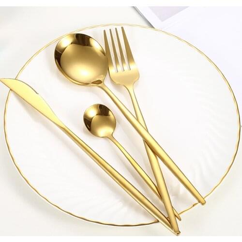 24 Pcs Colorful 304 Stainless Steel Tableware Dinnerware Sets Kitchen Utensils Cutlery Spoons Fork Lunch Dishes Dinner Mirror