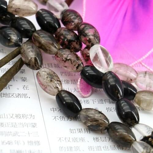 8x12mm Black tourmaline olive shaped loose beads!15inches 2 piece/lot DIY Fit women Jewelry Making fashion gift