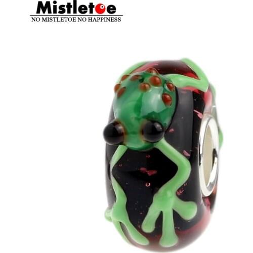 925 Sterling Silver Large Hole Colorful 3D Animal Frog Murano Glass European Charm Beads Fit European Bracelet Jewelry