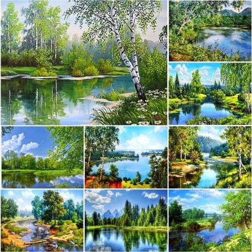 5D DIY Diamond Painting Tree Scenery Kit Full Drill Square Embroidery Landscape Mosaic Picture of Rhinestones Home Decoration