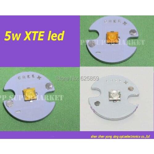 Free shiping 10pcs Cree XT-E XTE 5W LED Warm/Cold White/Royal Blue LED CHIP with 16MM PCB