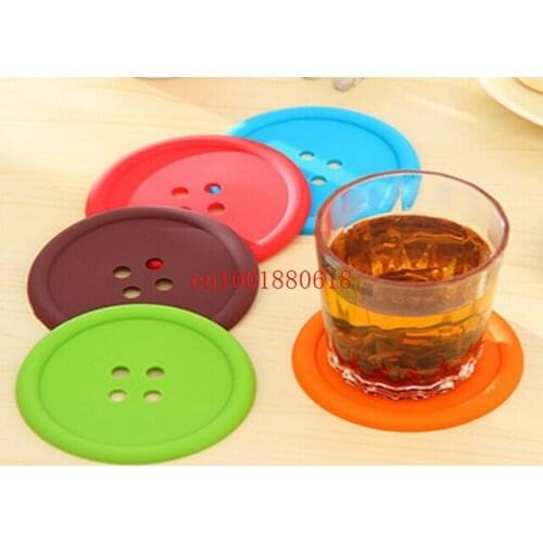 Fedex DHL Free shipping Mix colors Round silicone coasters cute button coasters Cup mat,200pcs