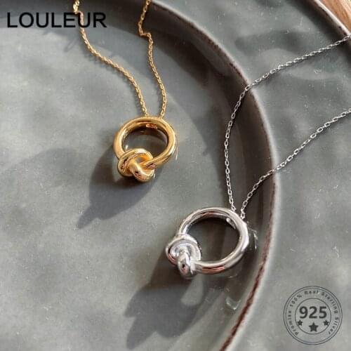 Louleur 925 Sterling Silver Rope Knot Pendant Necklace High Quality Thick Elegant Necklace for Women Designers Jewelry Charm