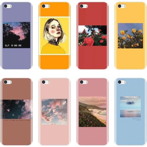 Case For iPhone 4 4S 5 5C 5S SE Yellow Flower Girl Purple Pink Red Floral Silicone Soft Back Cover For iPhone 4 5 S Phone Case
