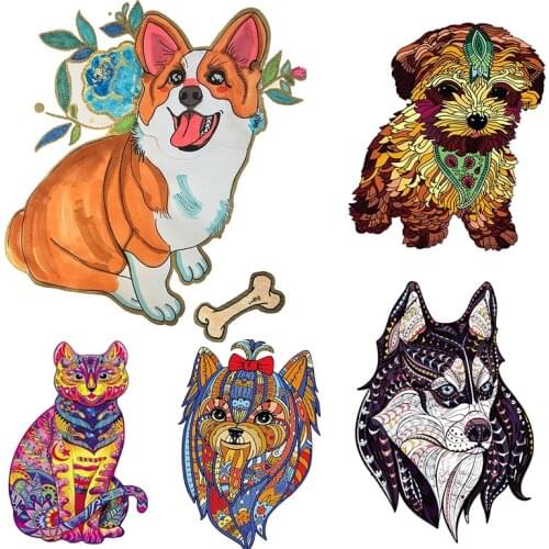 Wooden Jigsaw Puzzles For Adults Kids Mysterious Cat DIY Each Piece Is Animal Shaped Puzzle Interactive Games Toys Dropshipping