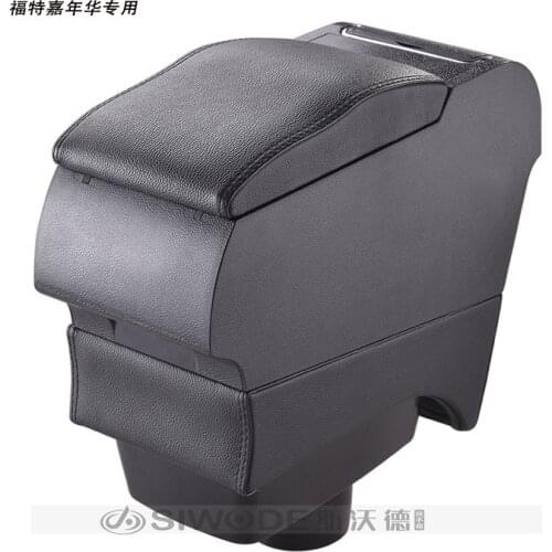 Free Punch Wooden Pu Leather Special Car Armrest Box with 4 USB Hole for Ford Fiesta Car Hand Box