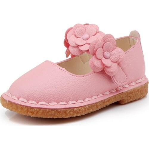 2021 New Shoes Autumn Childrens Shoes Girl Princess Flats Non-slip Soft Sole Flowers for Wedding Sweet 21-30 Cute Fashion Hot