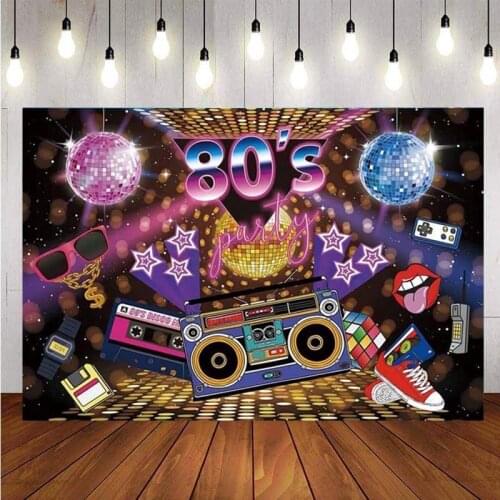 80s Adult Photography Backdrop Disco Light Scene Party Photo Studio Background Decor Banner Prop