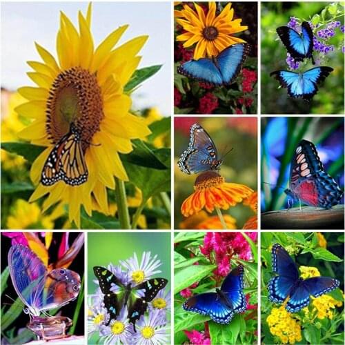 Full Square 5D Diamond Painting Butterfly Flower Mosaic Diamond Embroidery Animal Picture Of Rhinestone Scenery Home Decoration