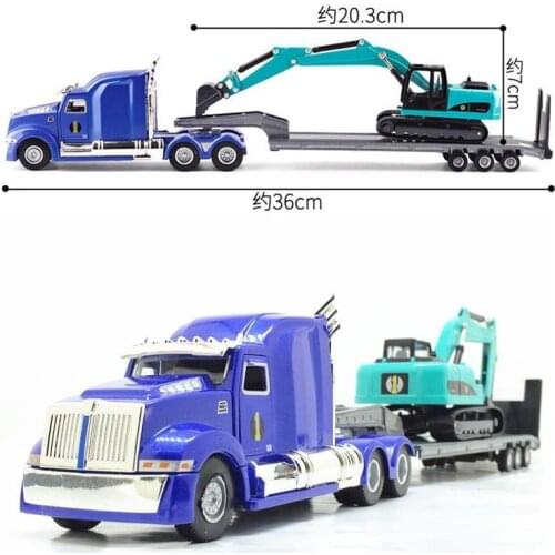 High simulation alloy engineering vehicle,1:50 alloy Flat Trailer model,Excavator transporter,collection model,free shipping