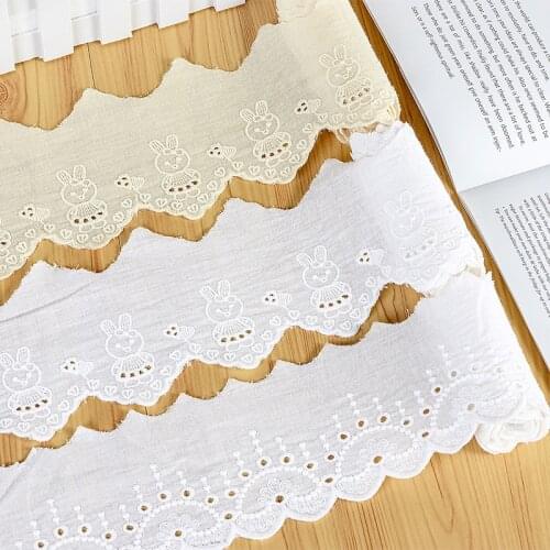 Exquisite Off-white 100%Cotton Cloth Embroidered Lace Trim DIY Handmade Clothes Fabric Accessories Width 9cm 7Yds/lot