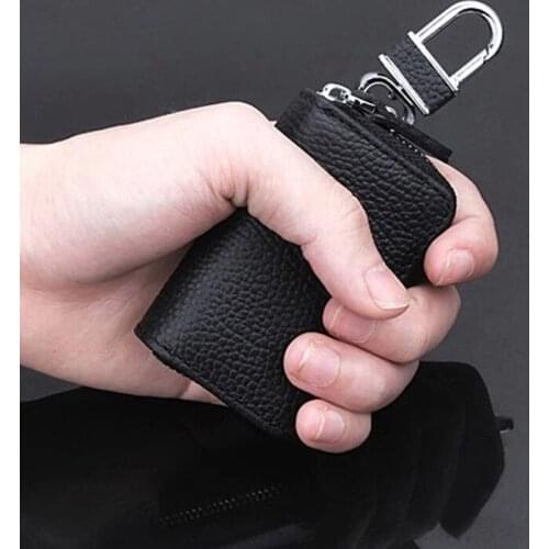 Men Car Key Bag Key Holder Leather Keychain Pouches Housekeeper Anti Lost Organizer Women Key Oraganizer Bag Keychain Holder