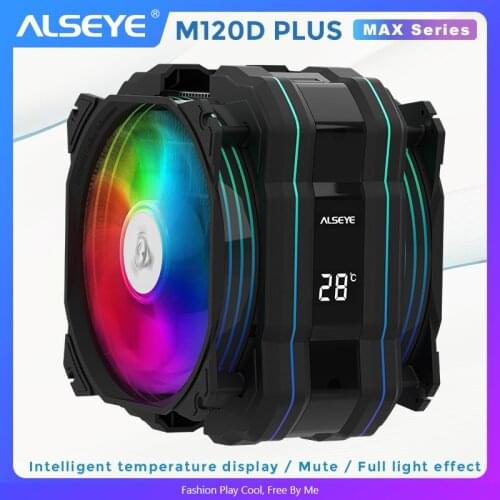 ALSEYE CPU Cooler rgb 120mm PWM Cooler 6Heat-Pipe for intel LGA1200 top cover lighting temperature display rgb cpu cooler for pc