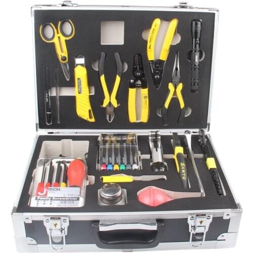 MT-8416 FTTH Assembly Herramientas FTTH Optical Fiber Tool Kits Cable Stripper Optical Power Meter Vfl Kevlar Cutter