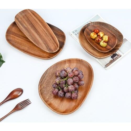 Irregular Wooden Plate For Dessert Fruit Household Dinner Bread Dish Acacia Black Walnut Wood Dishes Sushi Cake Tray