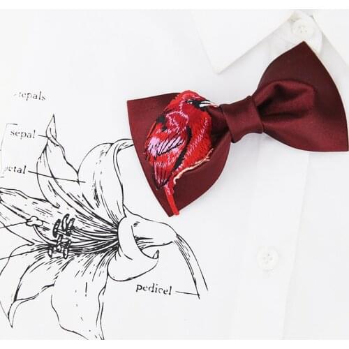 New Free Shipping 2016 casual Mens male Fashion The bird embroidery personalized groom groomsman party men bow tie Headdress