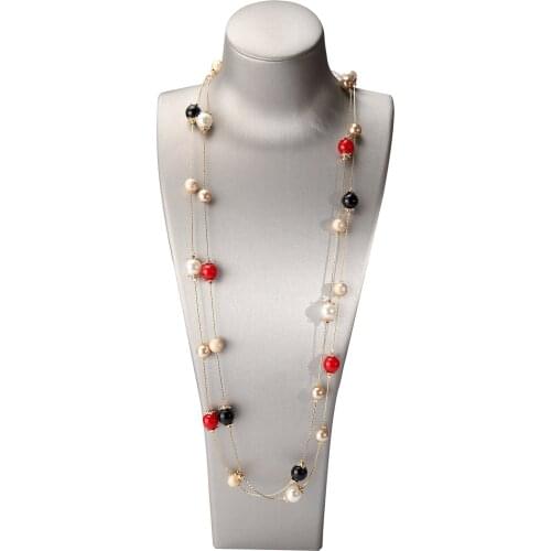 New colorful sweater pearl pendant necklace jewelry for women 2021 party gift