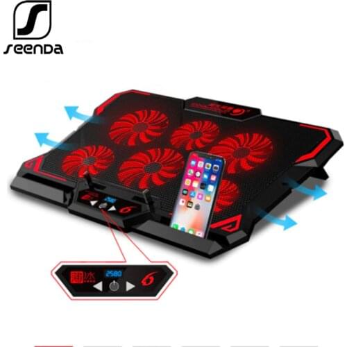 Seenda Gaming Laptop Cooler Six Fan Notebook Cooling Pad Silent LED Touch Version Portable Adjustable Laptop Stand