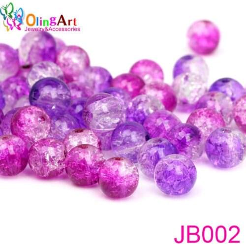 OlingArt Glass Round Bead 6MM/8MM purple color gradientsCrack Crystal spacers DIY Bracelet necklace jewelry making 2017 NEW