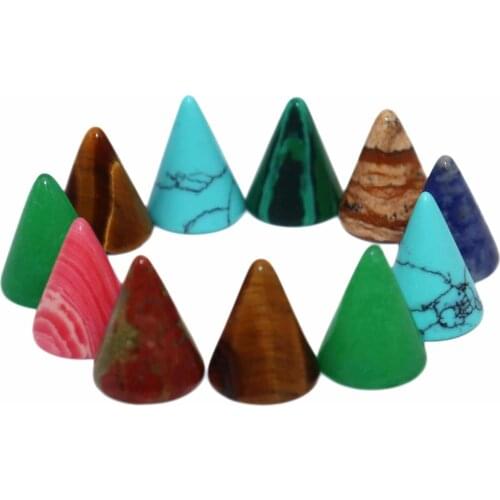 Fashion 8 12mm Assorted Natural Stone Cone Shape Cab Cabochon Beads For Jewelry DIY Necklace Accessories Wholesale 10pcs/lot