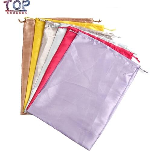 30X40cm Large Size Virgin Hair Wig Luxury Custom Logo Brand Name Packaging Satin Bags,Hair Extensions Wigs Gift Silk Satin Bags