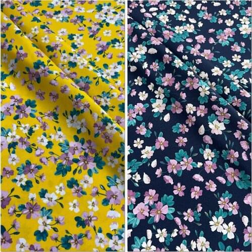 1 Meter Heavy Silk Cheongsam Fabric Dress 28mme Stretch Crepe Floral Pink Cherry Blossom