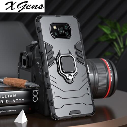 Shockproof Armor Case for Xiaomi POCO X3 NFC F2 Pro M2 M3 F3 Ring Stand Phone Back Cover for POCO X3 Pro pocophone F1