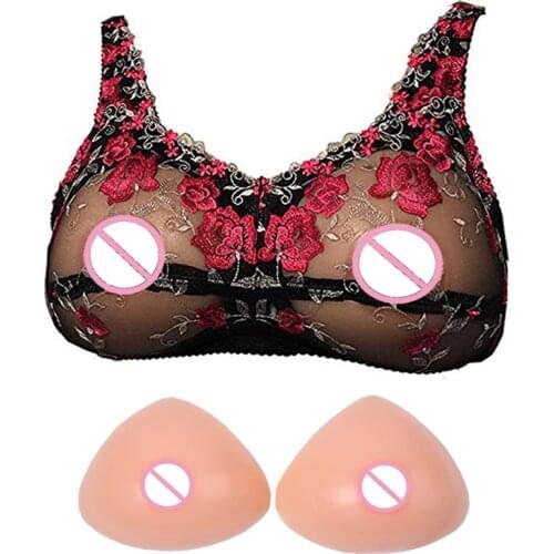 See Through Sexy Lace Pocket Bra Insertable Pads for Silicone Breast Forms Crossdressers Cosplay Mastectomy Ajusen