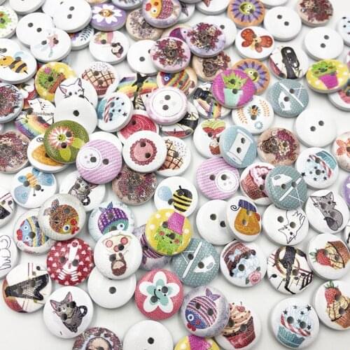 50PCs 15mm 2 Holes Mixed Flower Buttons for Needlework Craft Scrapbooking Sewing Decorative Childrens Button Clothing WB691